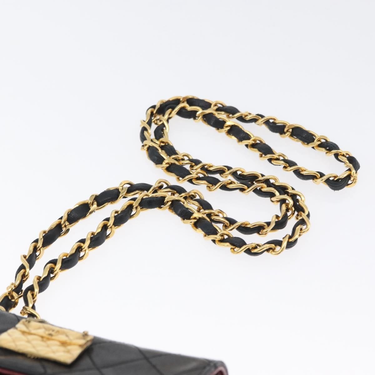 Chanel Vintage Square Cc Flap Quilted Lambskin Black Leather Shoulder Bag Bag (Pre-Owned)