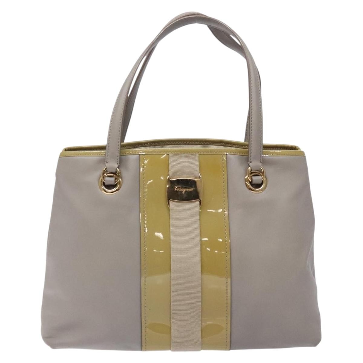 Salvatore Ferragamo Vala Leather Gray Leather Handbag (Pre-Owned)