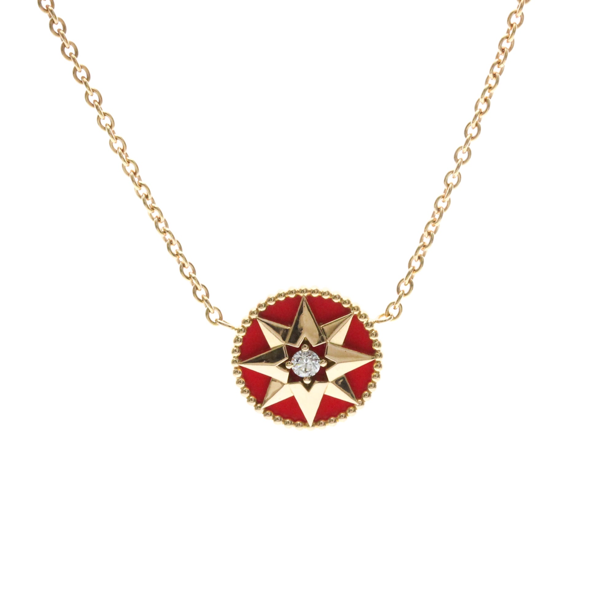 Christian Dior Rose Des Vents 18K Rose Gold With Diamonds Gold Pink_Gold Necklace Jewelry (Pre-Owned)