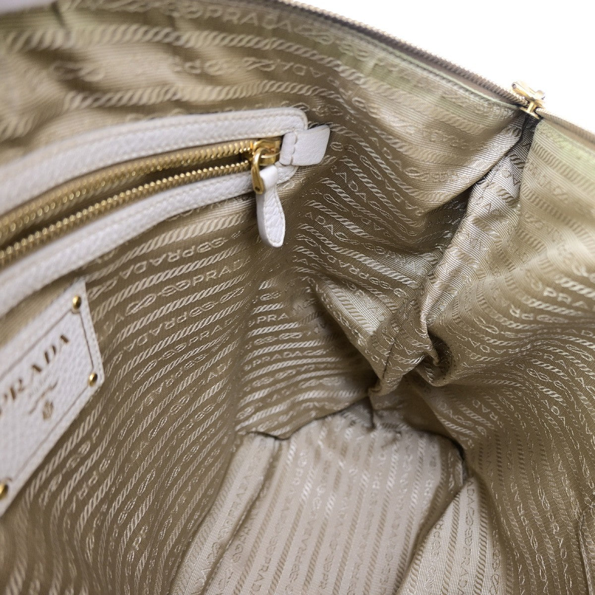 Prada Logo Convertible Shopper Canvas Brown Canvas Tote Bag Bag (Pre-Owned)