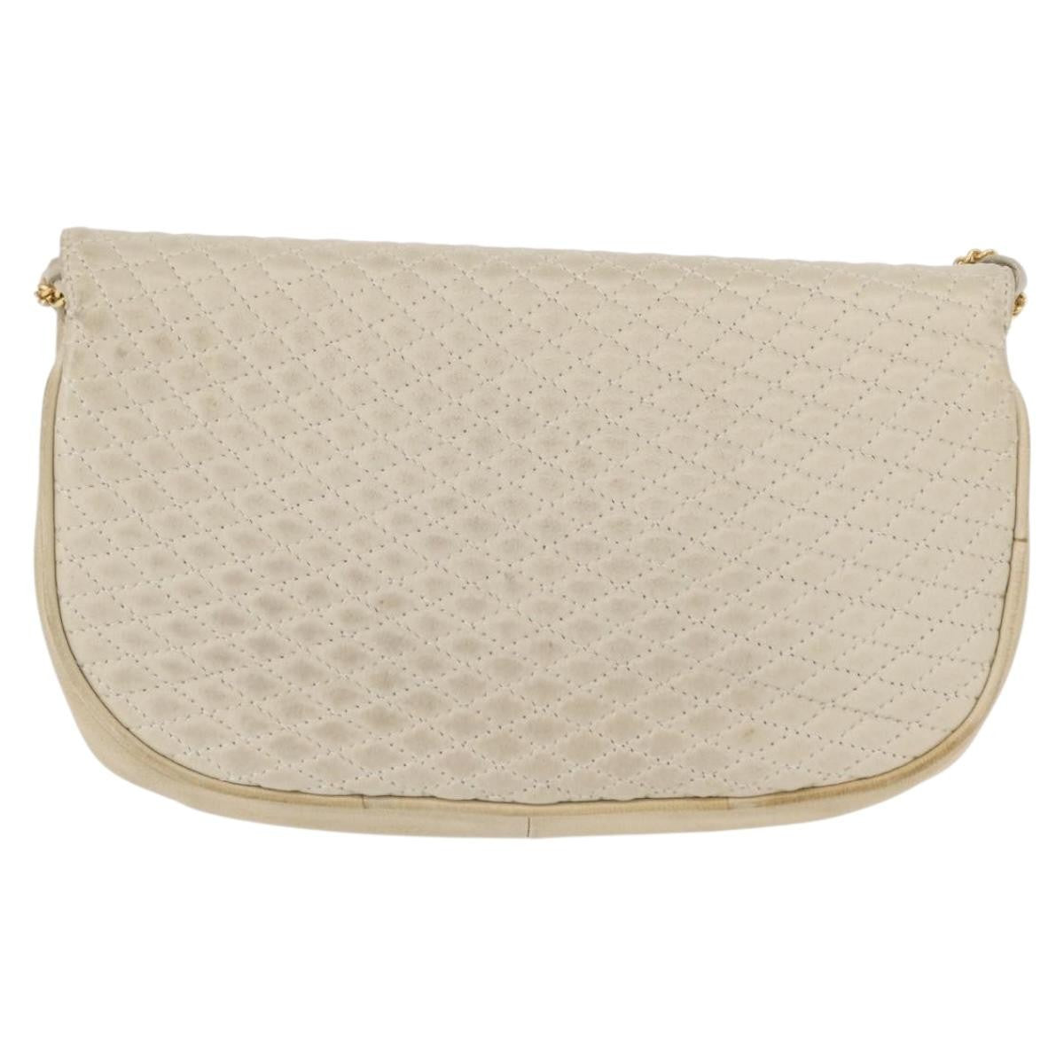 Bally Vintage Quilted Leather White Leather Shoulder Bag Bag (Pre-Owned)