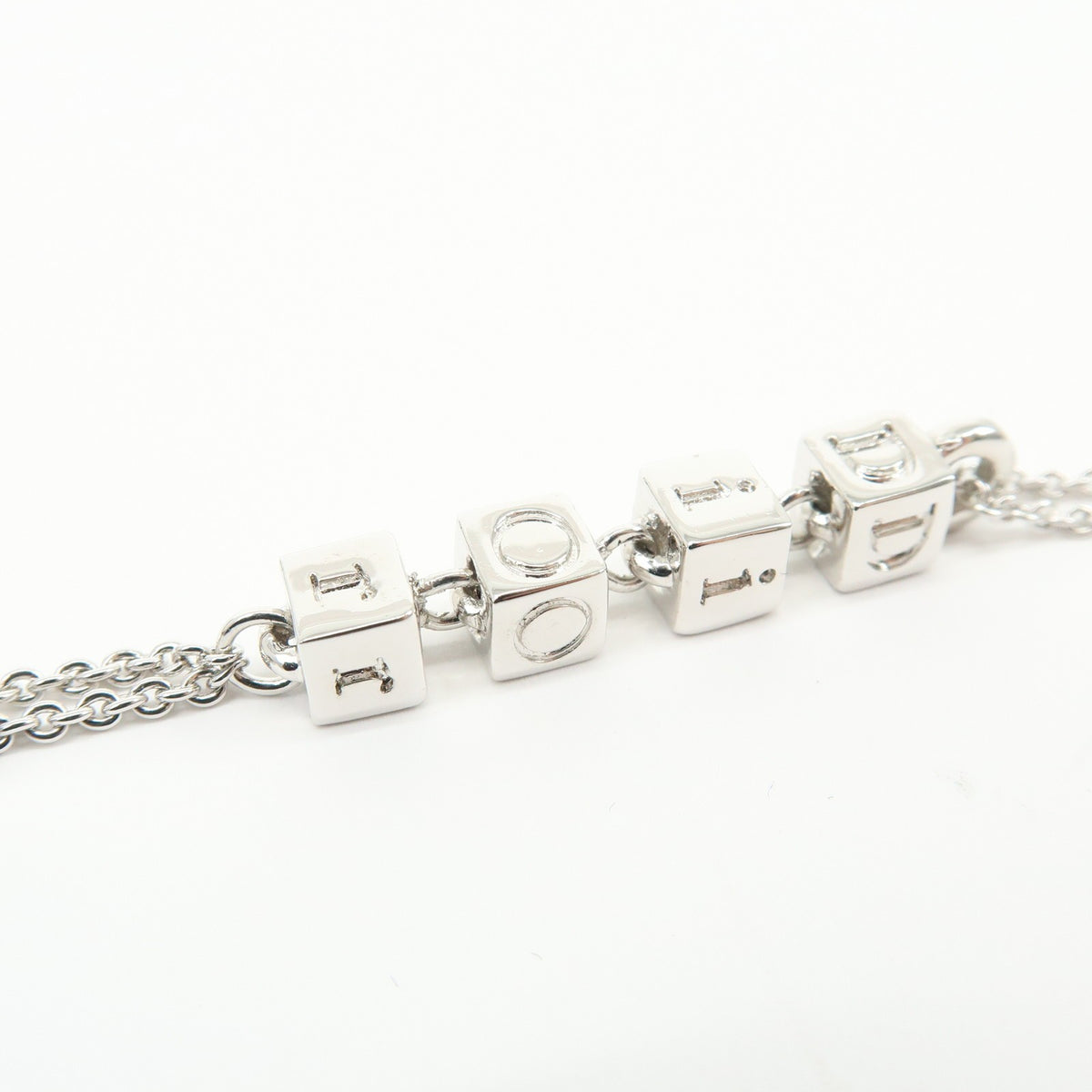 Christian Dior Logo Pendant Metal With Crystal Silver Metal Necklace Jewelry (Pre-Owned)