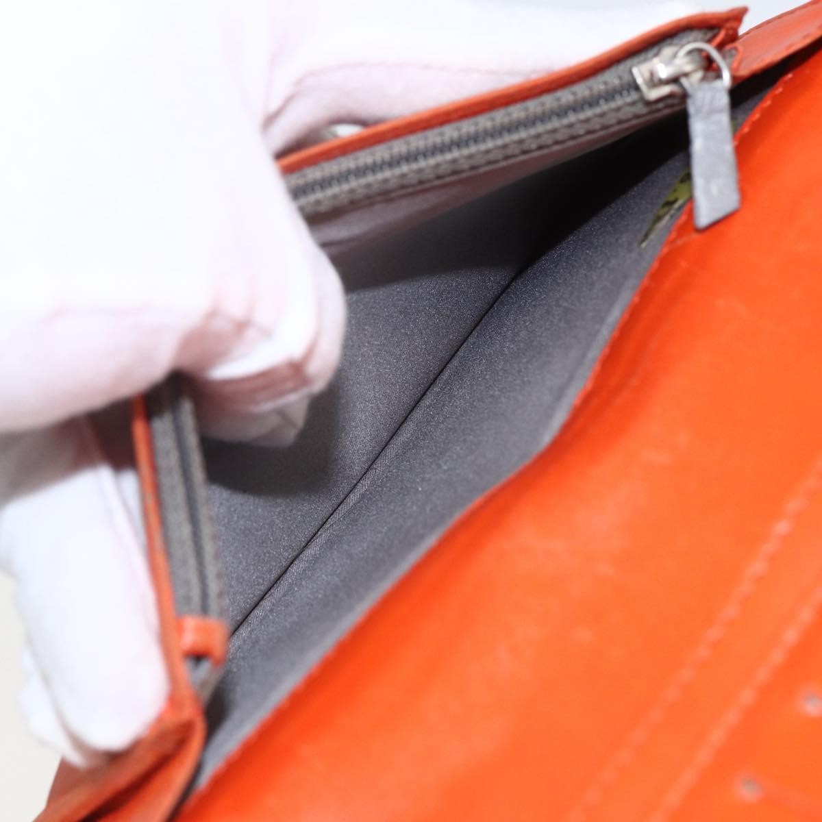Chanel Lucky Symbols Yen Embossed Quilted Patent Orange Patent_Leather Wallets Accessory (Pre-Owned)