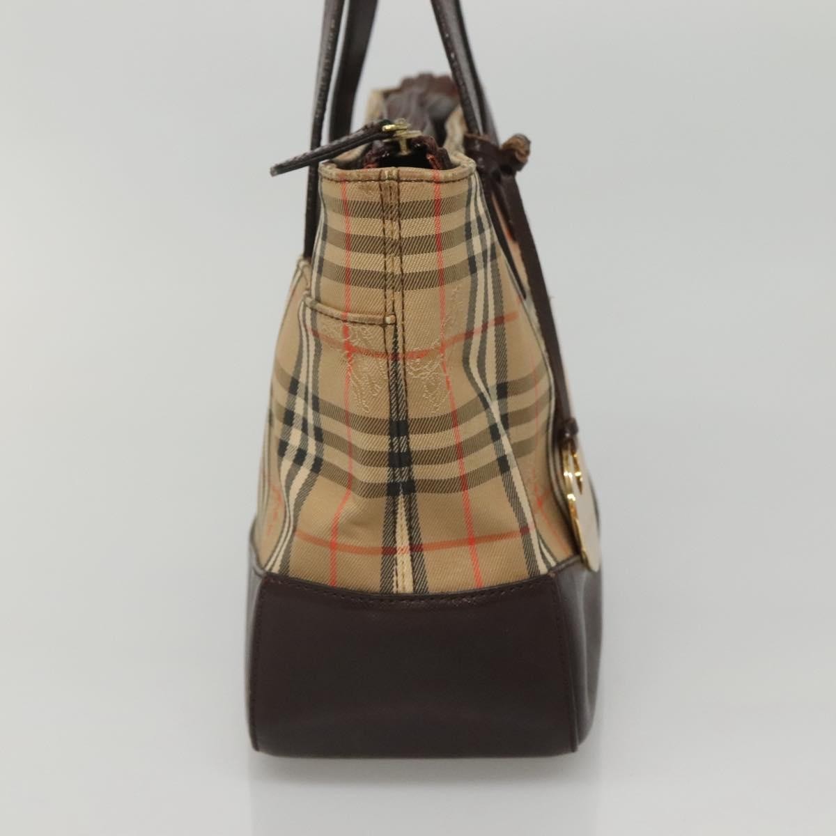 Burberry Nova Check Tote Canvas Check Pattern Beige Canvas Handbag (Pre-Owned)