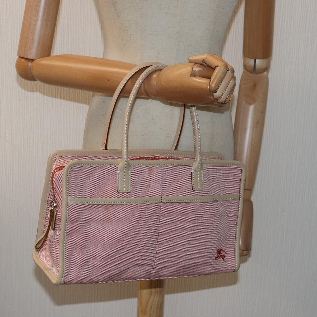 Burberry Blue Label Canvas Pink Canvas Handbag (Pre-Owned)