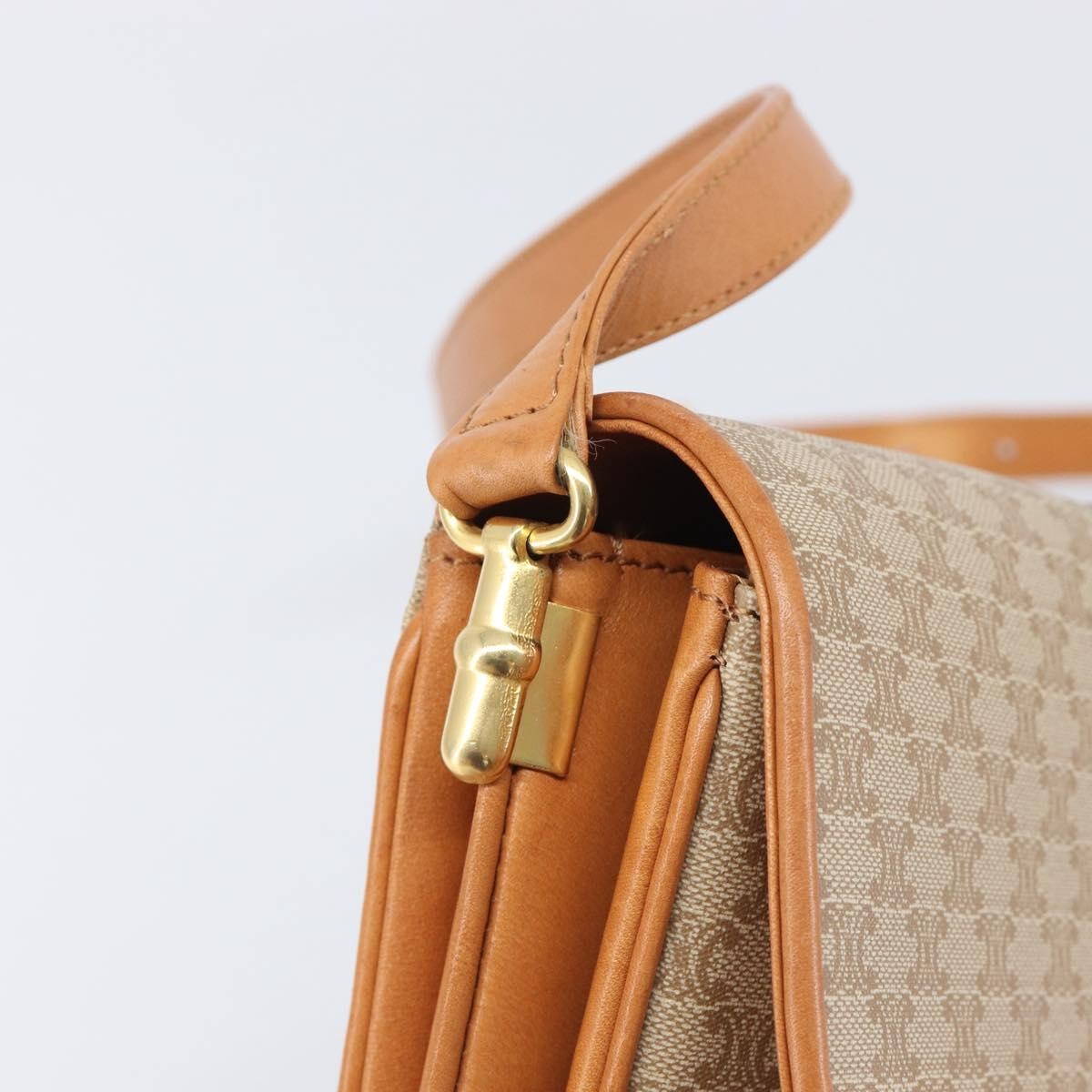 Celine Vintage Macadam Canvas And Leather Beige Canvas Shoulder Bag Bag (Pre-Owned)