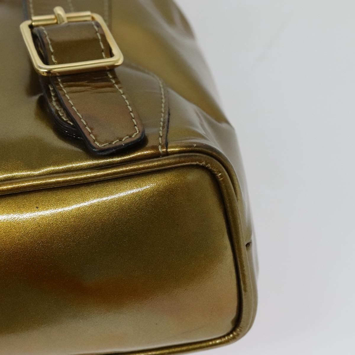 Gucci Vintage Bamboo Patent Gold Patent_Leather Backpack Bag (Pre-Owned)