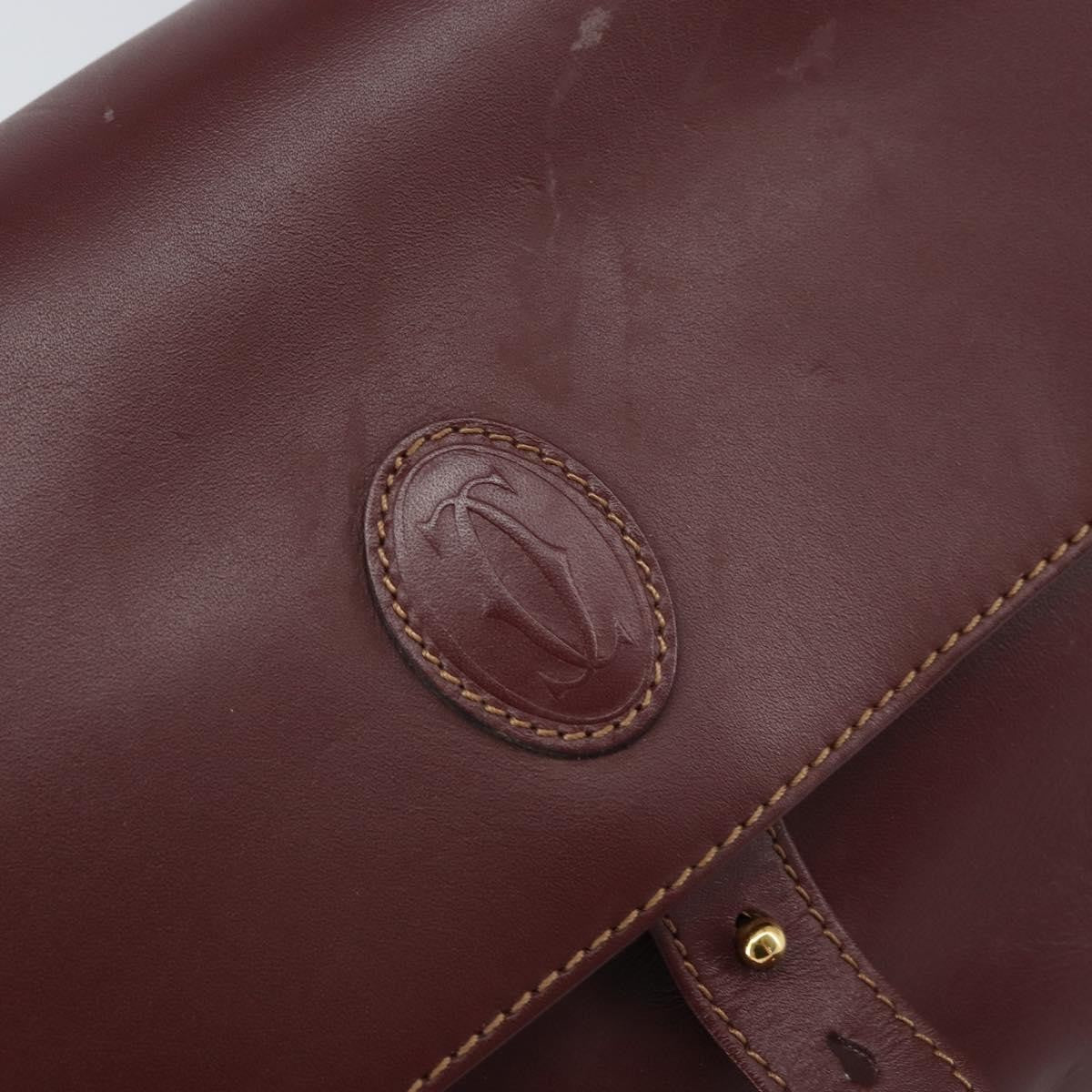 Cartier Must De Cartier Leather Burgundy Leather Shoulder Bag Bag (Pre-Owned)