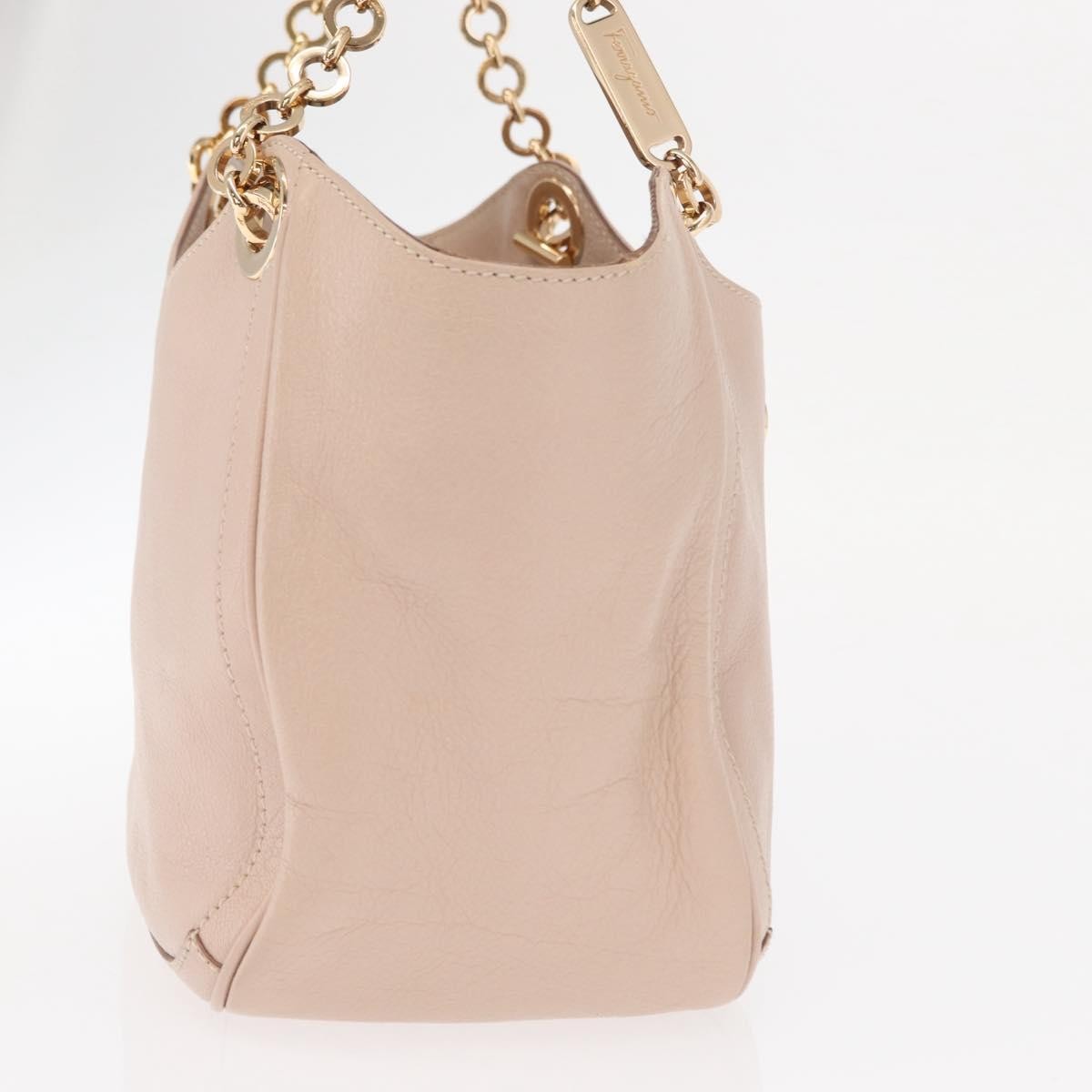 Salvatore Ferragamo Betulla Chain Tote Leather Pink Leather Handbag (Pre-Owned)