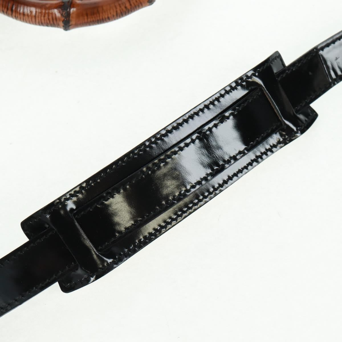 Gucci Vintage Bamboo Handle Patent Leather Black Patent_Leather Handbag (Pre-Owned)