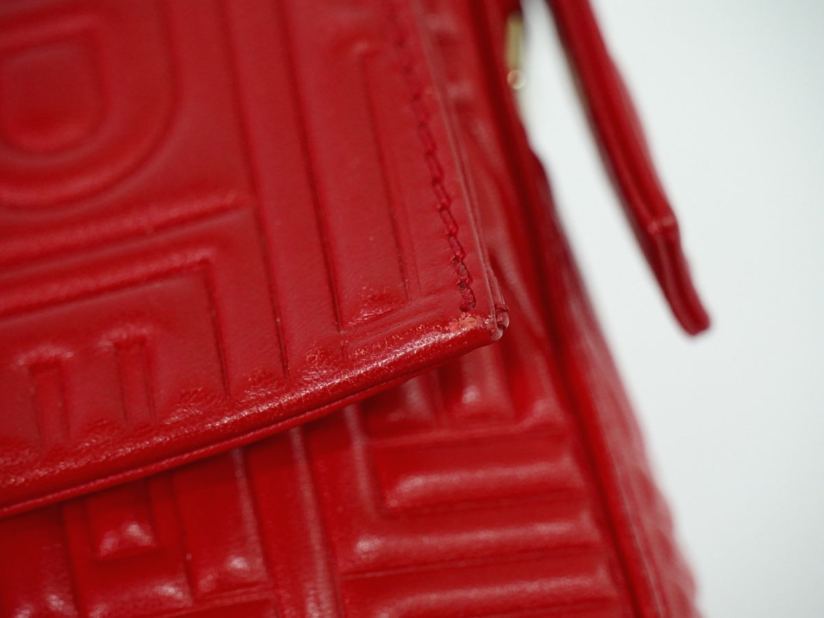 Fendi Mamma Baguette Leather Red Leather Handbag (Pre-Owned)