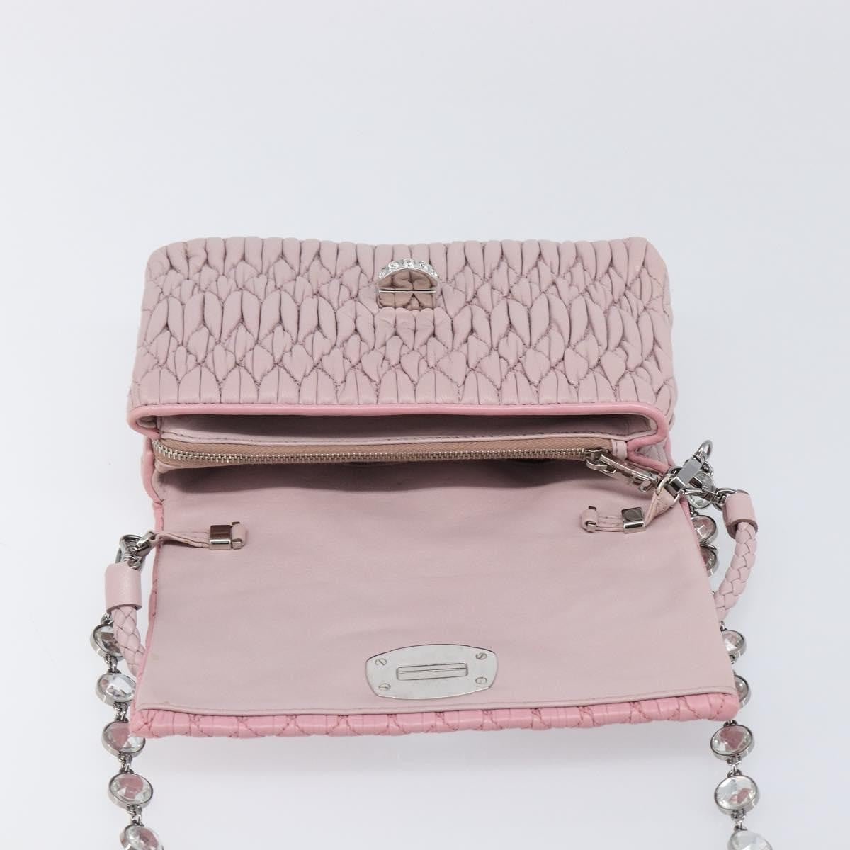 Miu Miu Crystal 2Way Matelasse Leather Pink Leather Clutche & Pouche Bag (Pre-Owned)