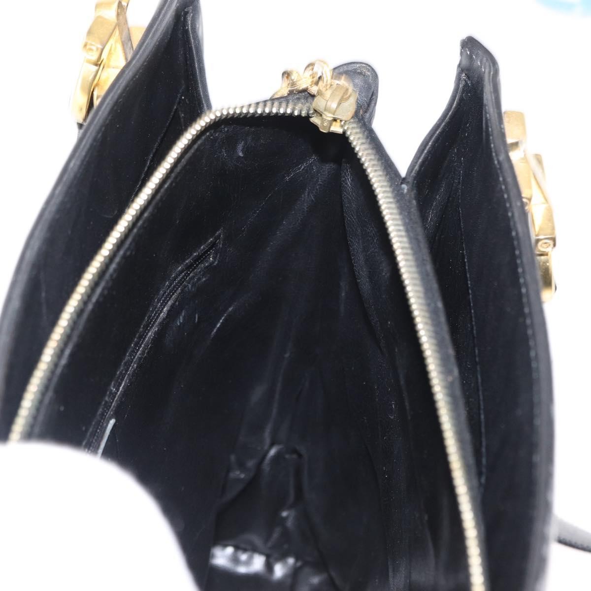 Salvatore Ferragamo Gancini Leather Black Leather Shoulder Bag Bag (Pre-Owned)