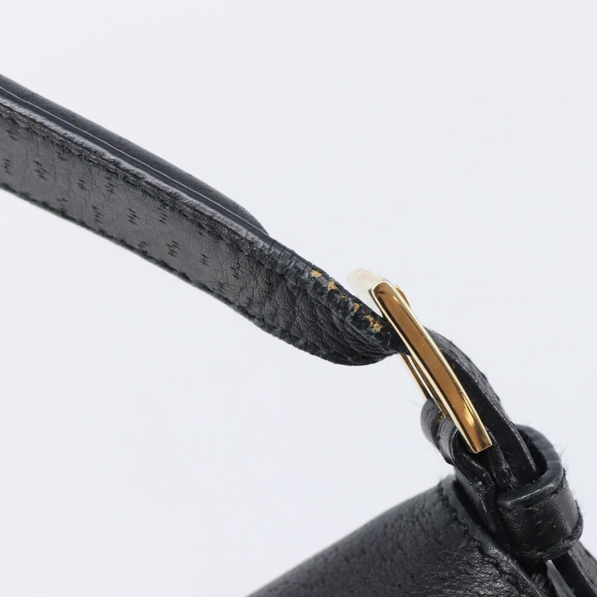 Salvatore Ferragamo Gancini Leather Black Leather Shoulder Bag Bag (Pre-Owned)