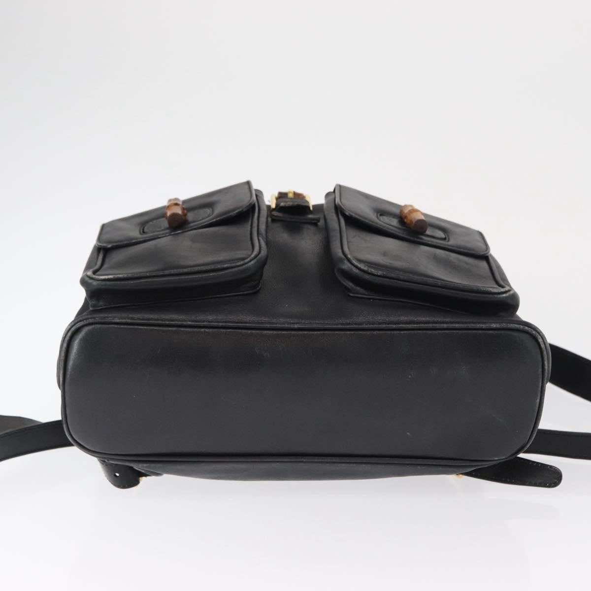 Gucci Vintage Bamboo Leather Black Leather Backpack Bag (Pre-Owned)