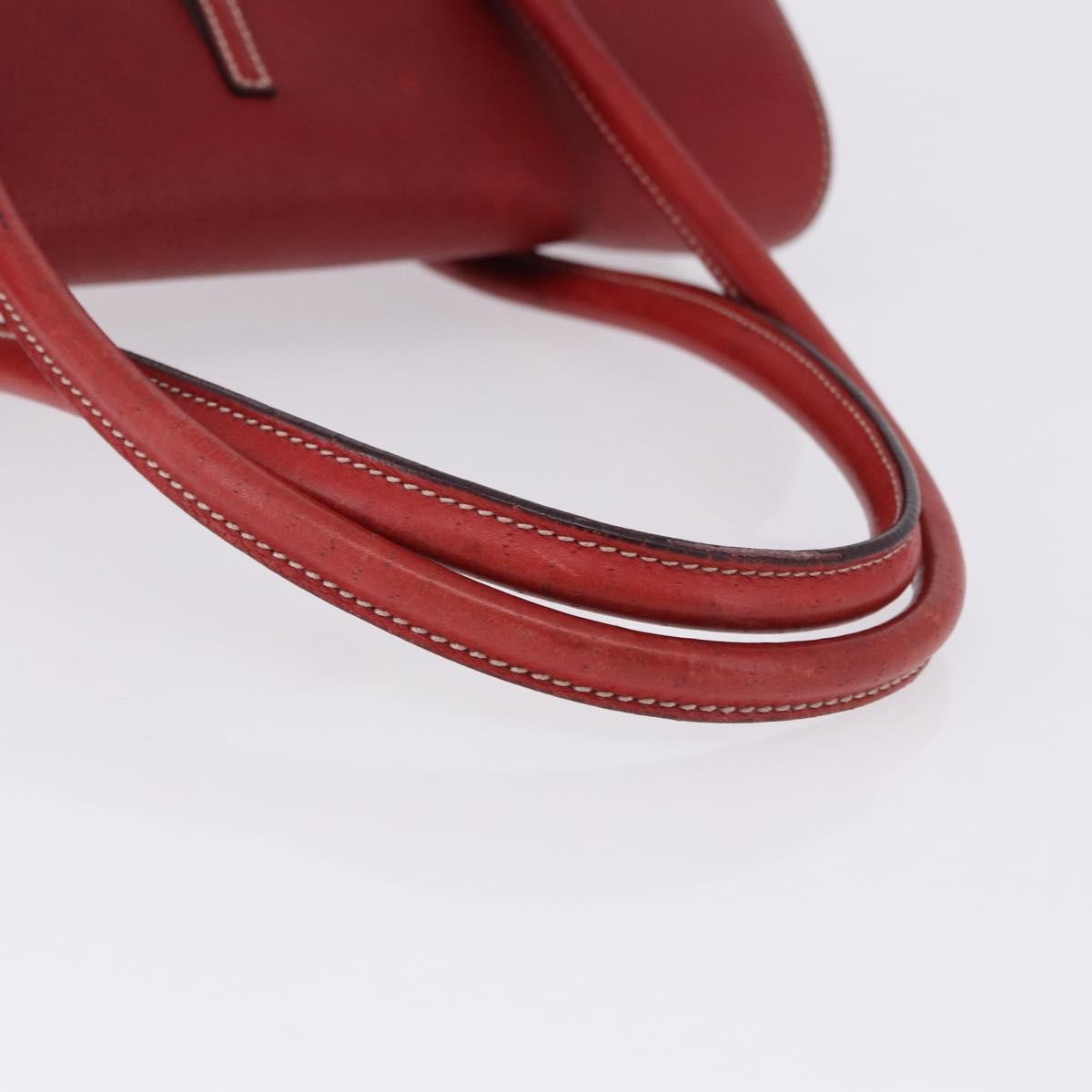 Salvatore Ferragamo Gancini Top Handle Leather Red Leather Handbag (Pre-Owned)