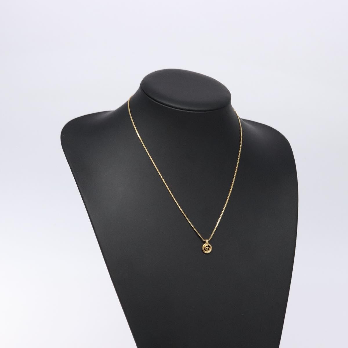 Christian Dior Round Logo Pendant Metal With Crystal Gold Metal Necklace Jewelry (Pre-Owned)