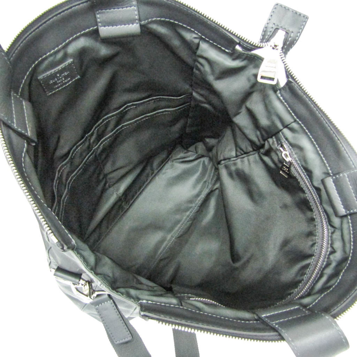Louis Vuitton V Line Move Gaston Leather Gray Leather Handbag (Pre-Owned)