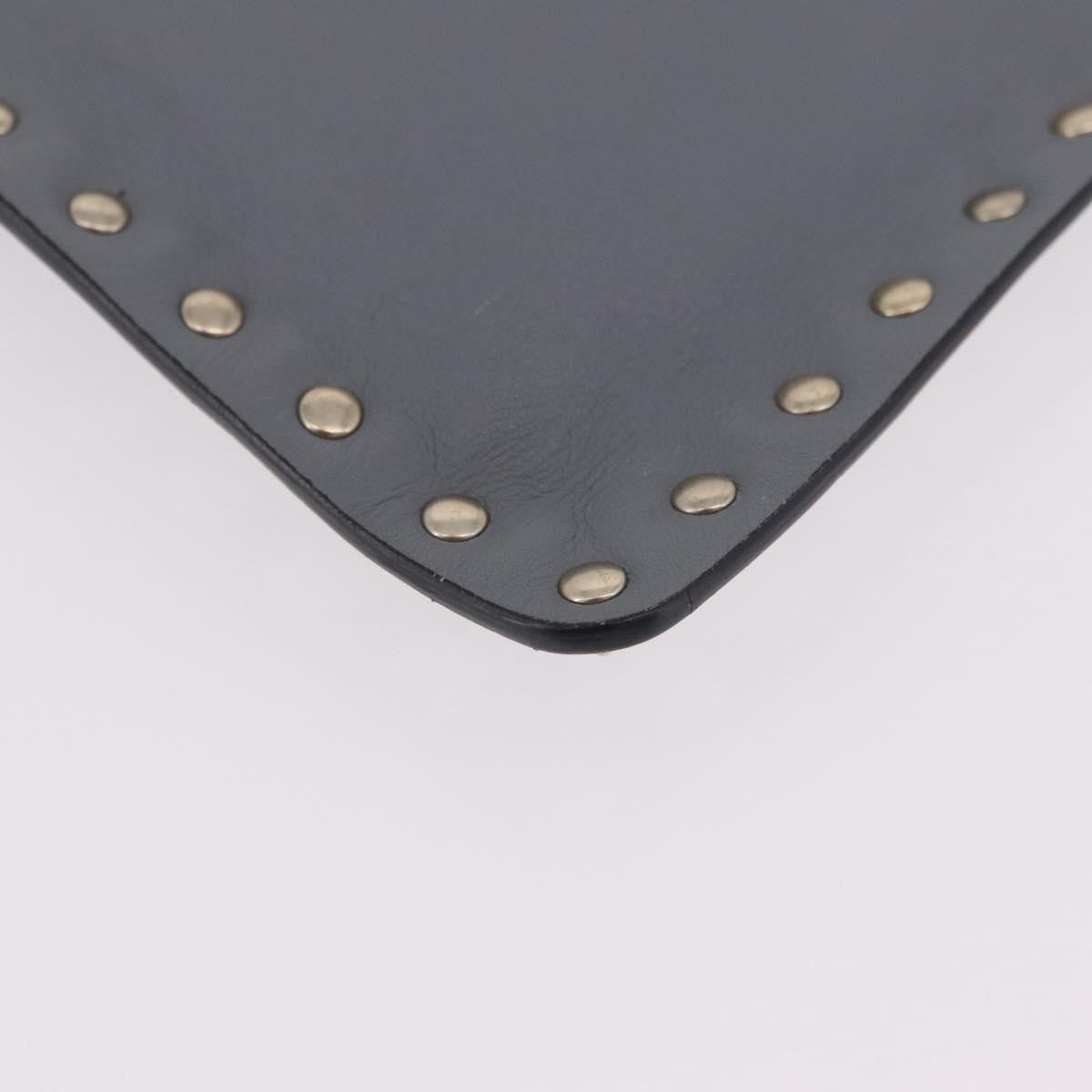 Valentino Garavani Rockstud Pouch Leather Gray Leather Clutche & Pouche Bag (Pre-Owned)