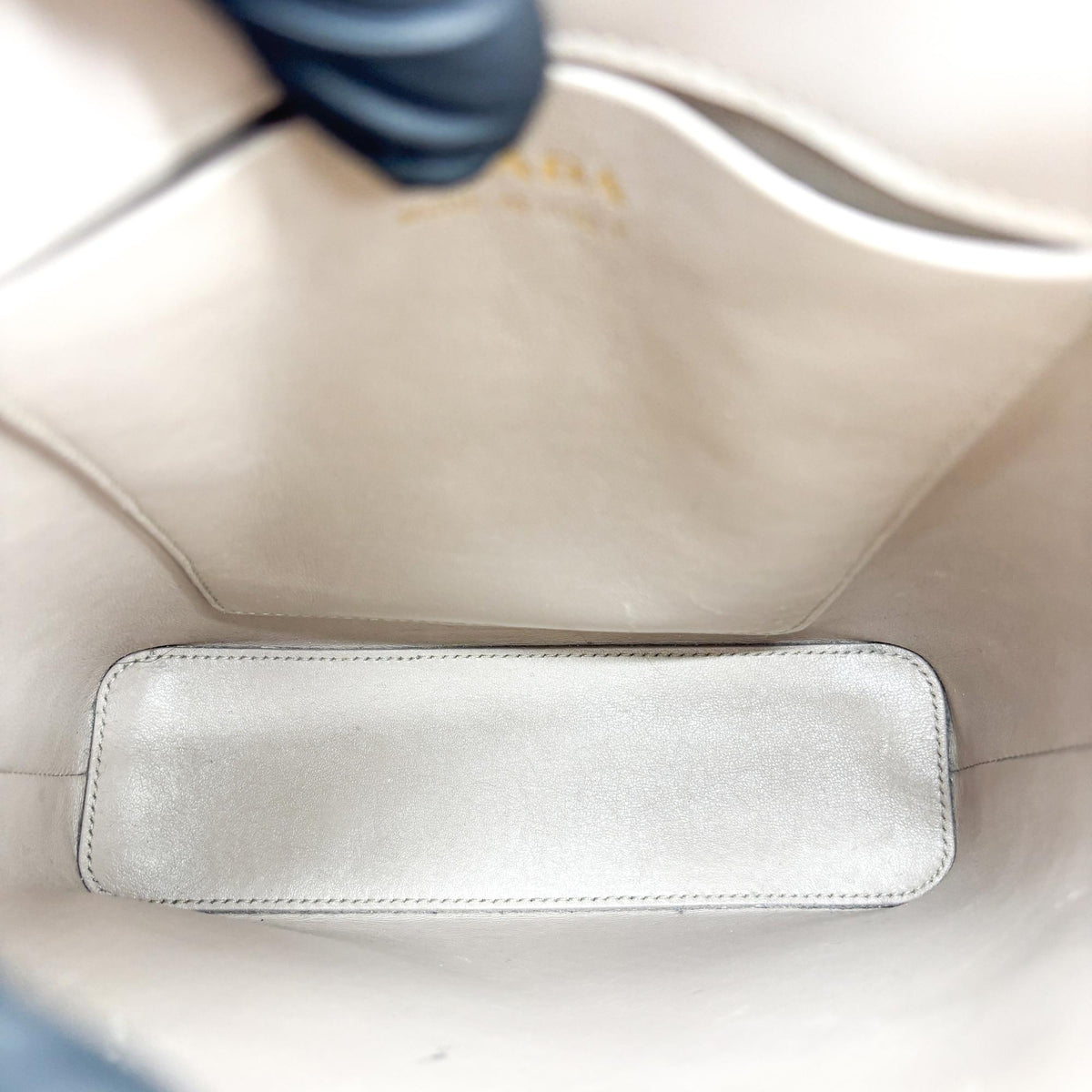 Prada Monochrome Panier Bucket Saffiano Leather Beige Leather Handbag (Pre-Owned)