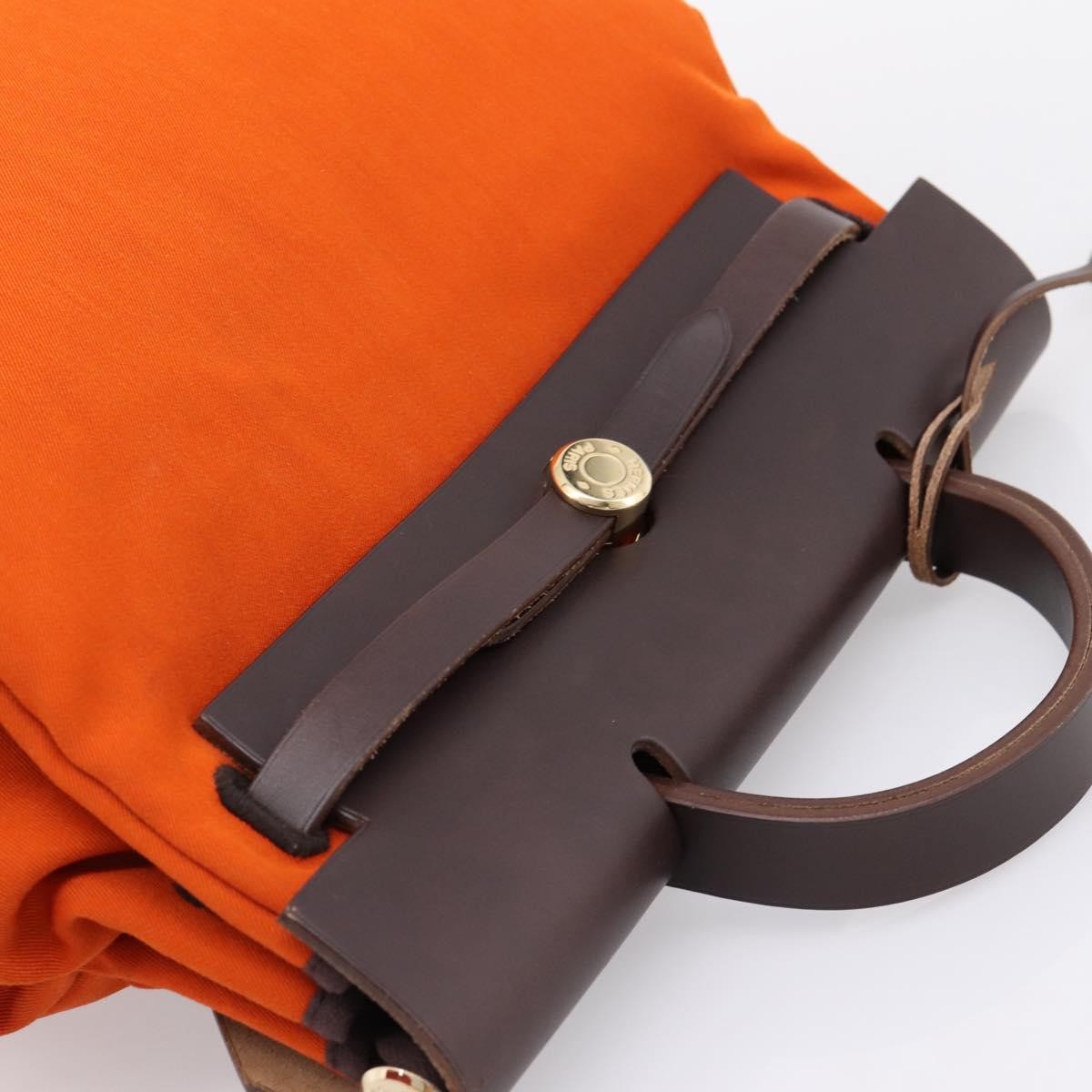 Hermes Herbag A Dos Toile Orange Canvas Backpack Bag (Pre-Owned)