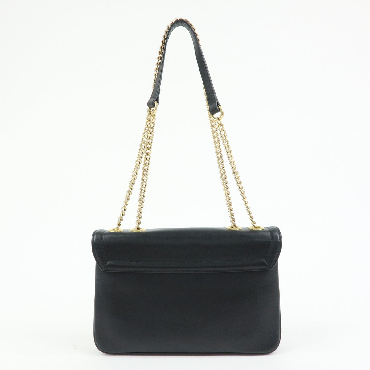 Gucci Rajah Chain Leather Black Leather Tote Bag Bag (Pre-Owned)