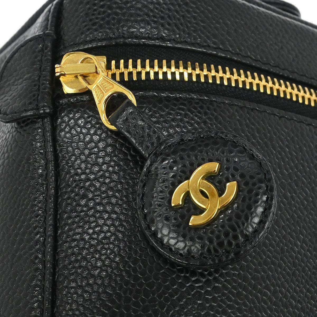 Chanel Vintage Timeless Cosmetic Case Caviar Black Leather Clutche & Pouche Bag (Pre-Owned)