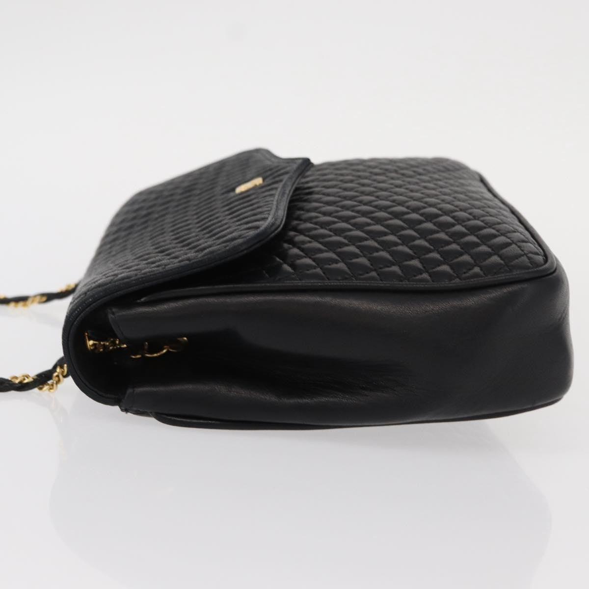 Bally Vintage Chain Quilted Leather Black Leather Shoulder Bag Bag (Pre-Owned)
