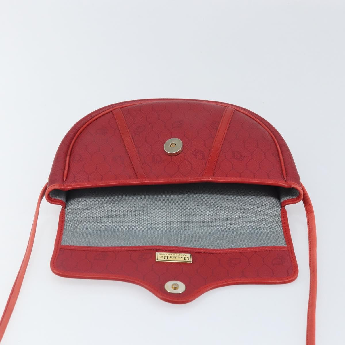 Christian Dior Vintage Honeycomb Flap Coated Canvas Red Pvc Shoulder Bag Bag (Pre-Owned)