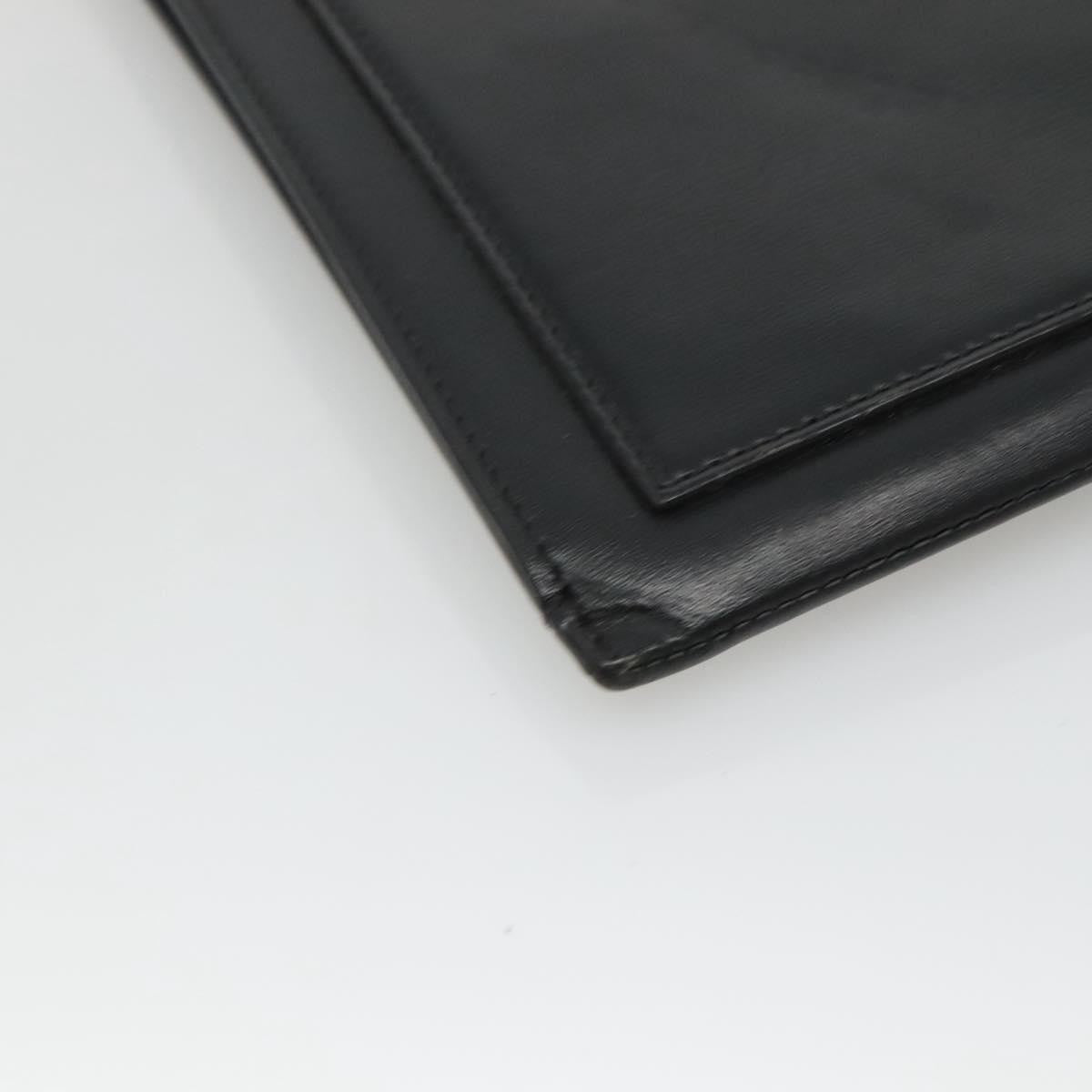 Saint Laurent Zip Pocket Leather Black Leather Clutche & Pouche Bag (Pre-Owned)