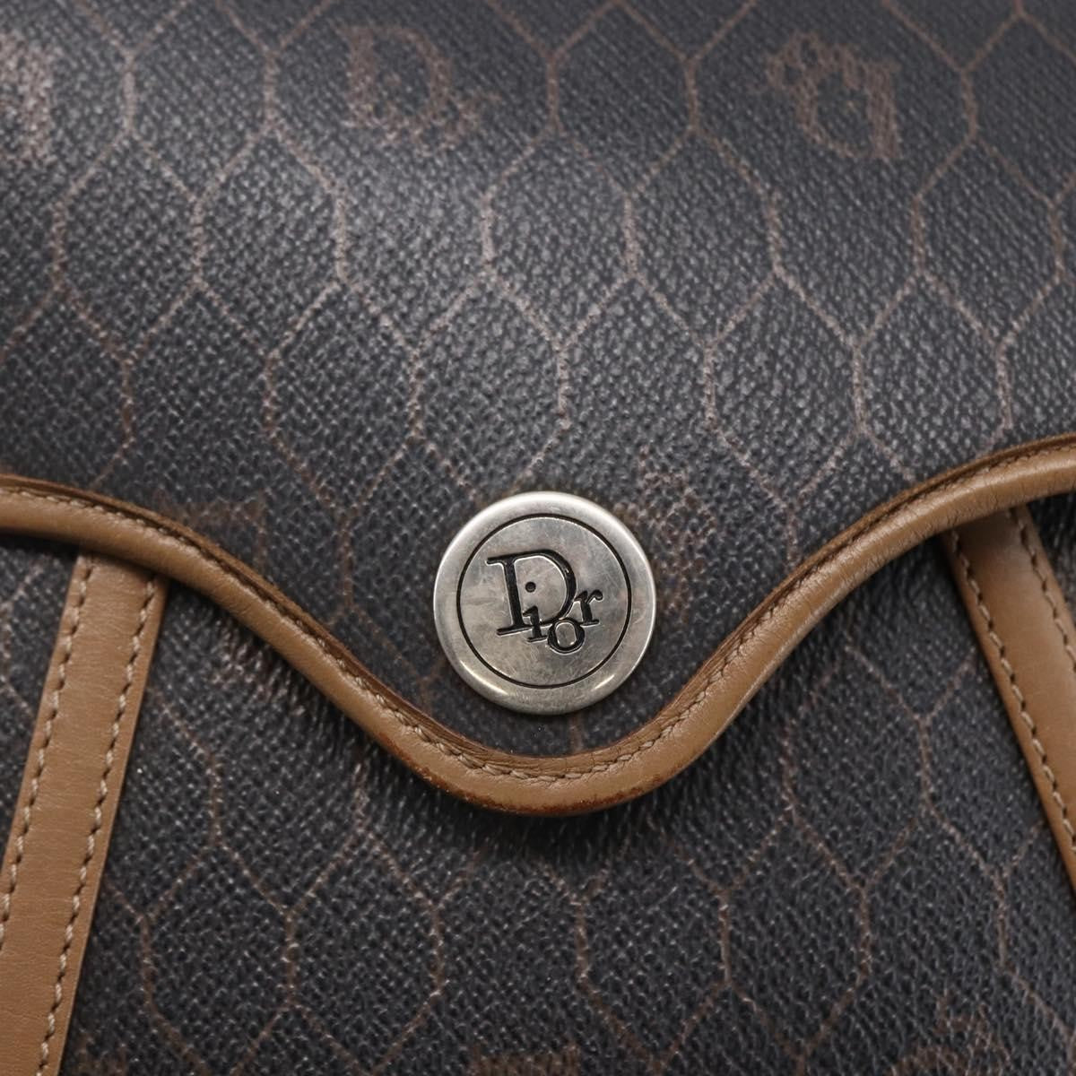 Christian Dior Vintage Honeycomb Flap Canvas And Leather Black Canvas Shoulder Bag Bag (Pre-Owned)