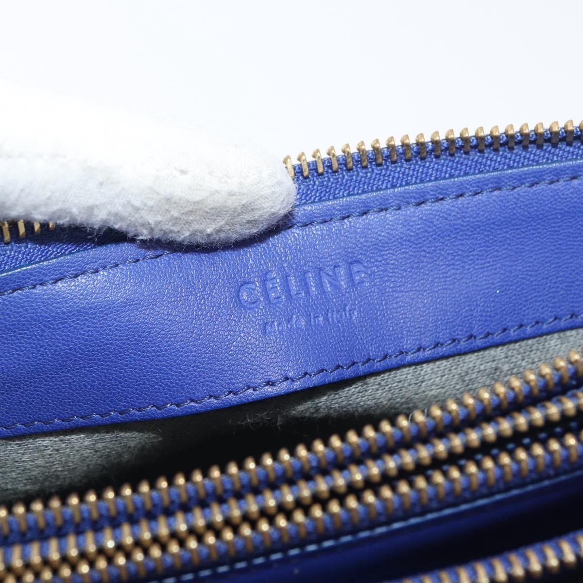 Celine Trio Leather Blue Leather Shoulder Bag Bag (Pre-Owned)