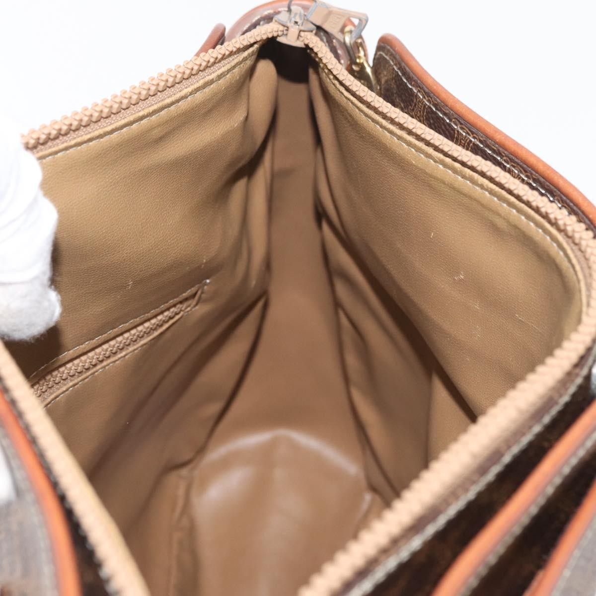 Celine Vintage Macadam Canvas And Leather Brown Canvas Handbag (Pre-Owned)