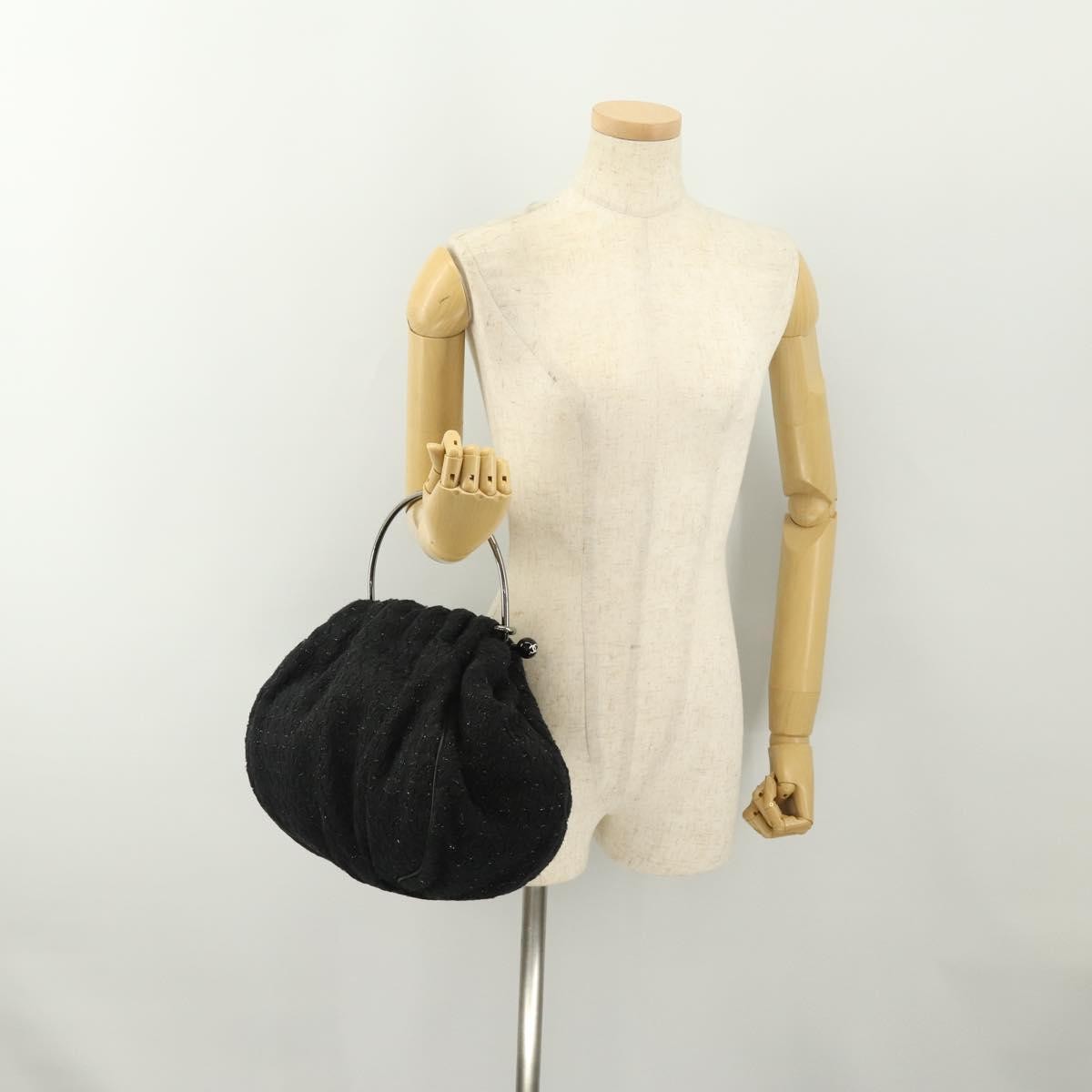 Chanel Knitting Satchel Boucle Tweed Black Tweed Handbag (Pre-Owned)