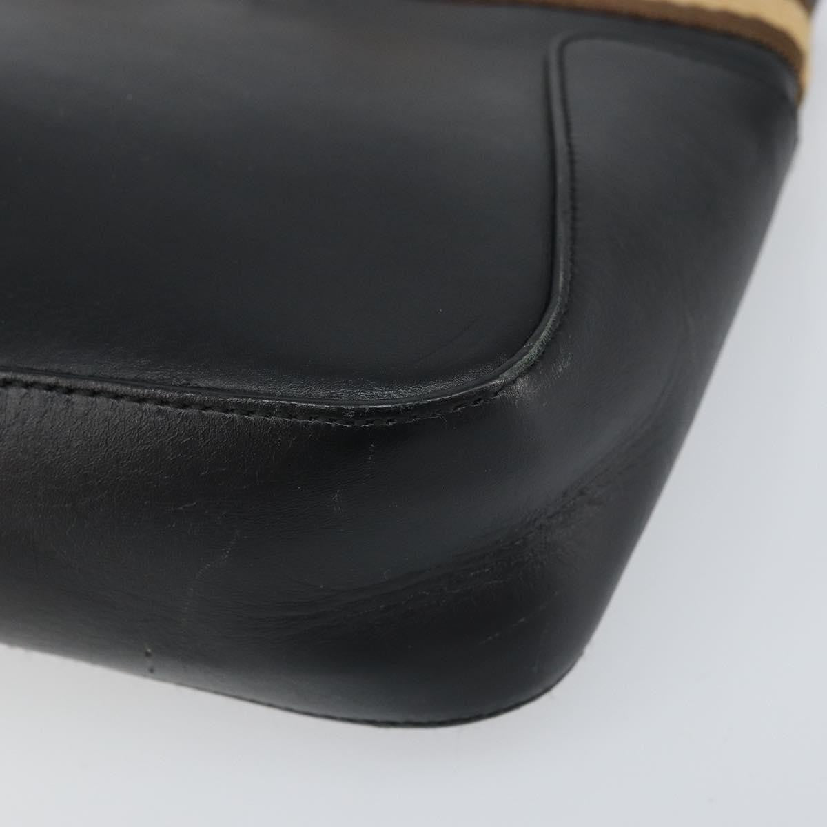 Gucci Vintage Web Tote Leather Black Leather Tote Bag Bag (Pre-Owned)