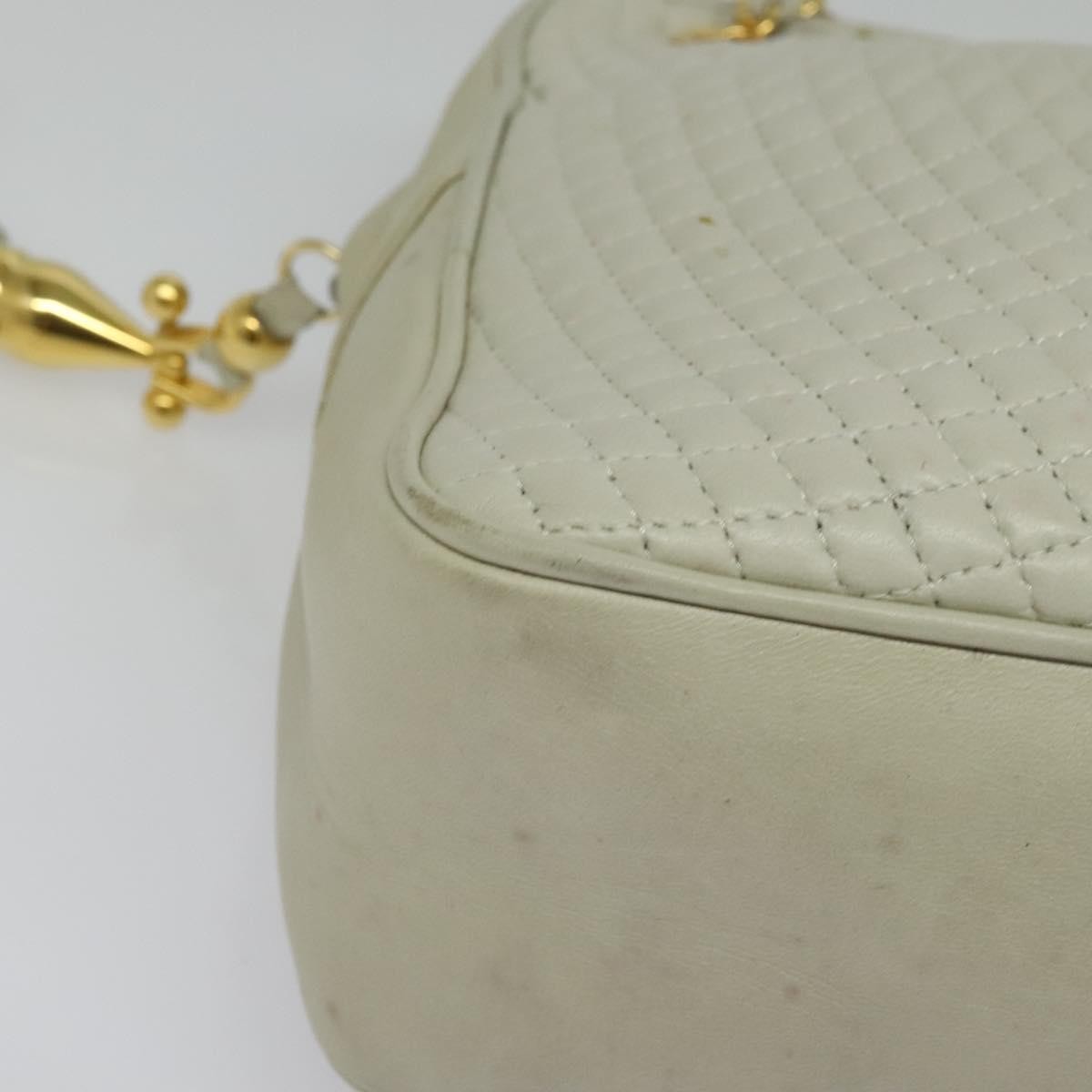 Bally Vintage Chain Quilted Leather Ecru Leather Shoulder Bag Bag (Pre-Owned)