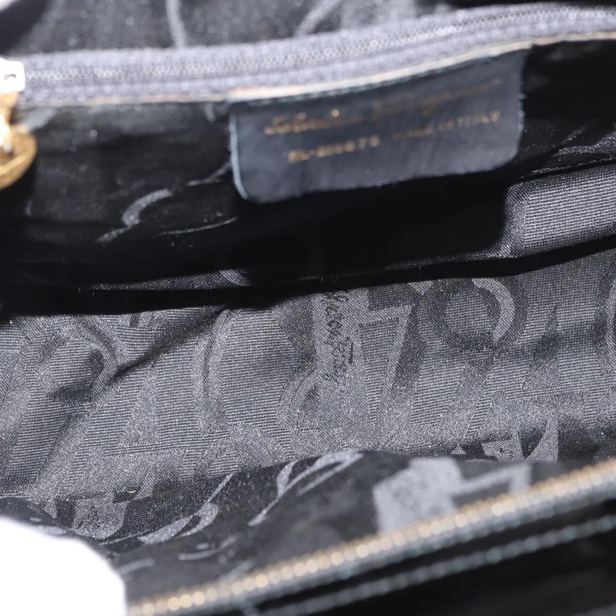 Salvatore Ferragamo Vala Patent Leather Black Patent_Leather Handbag (Pre-Owned)