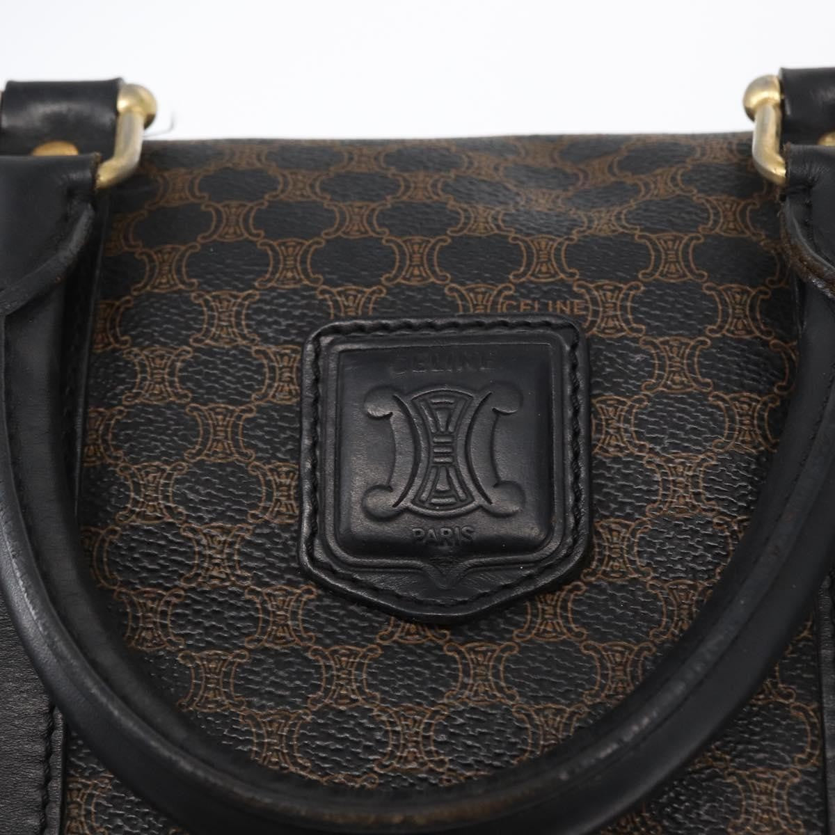 Celine Vintage Duffle Macadam Coated Canvas Black Canvas Handbag (Pre-Owned)
