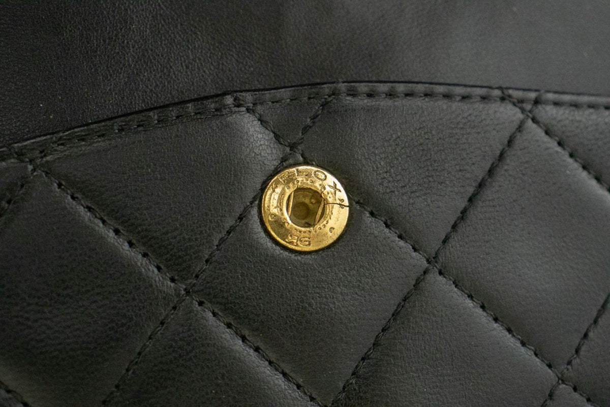Chanel Timeless - Classic Double Flap Leather Black Leather Handbag (Pre-Owned)