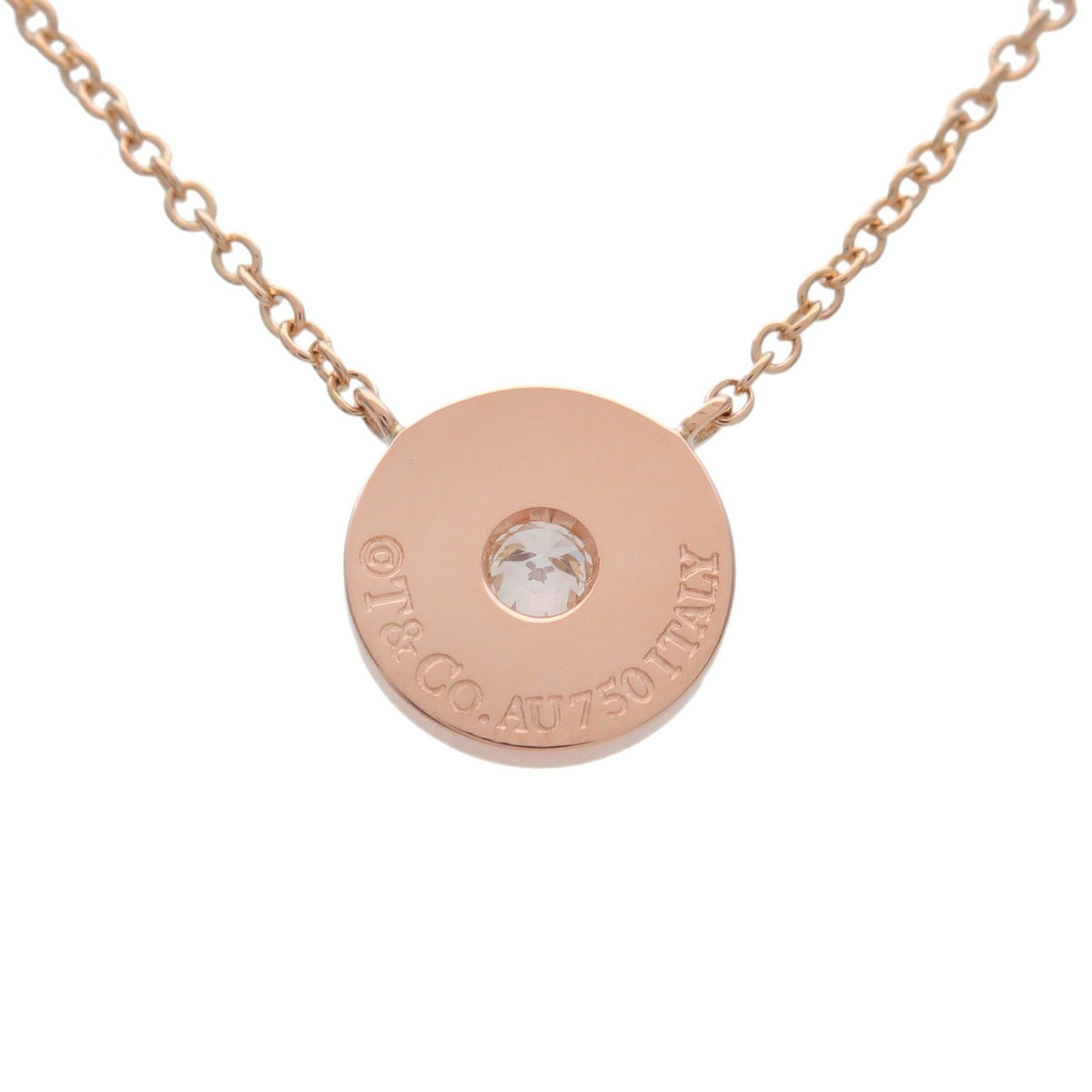 Tiffany & Co. 1837 Circle Pendant 18K Rose Gold With Diamond Gold Rose_Gold Necklace Jewelry (Pre-Owned)