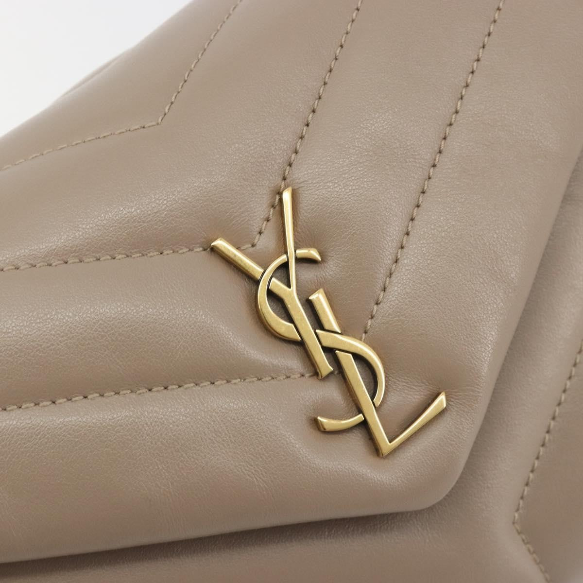 Saint Laurent Loulou Puffer Quilted Leather Beige Leather Shoulder Bag Bag (Pre-Owned)
