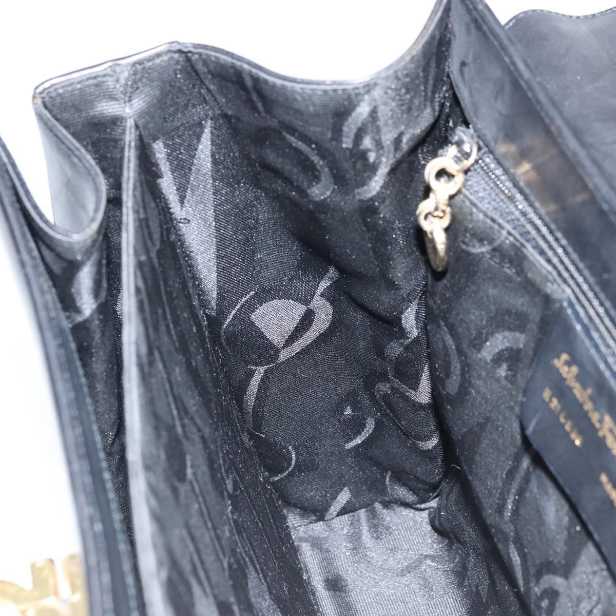 Salvatore Ferragamo Gancini Convertible Top Handle Leather Black Leather Handbag (Pre-Owned)