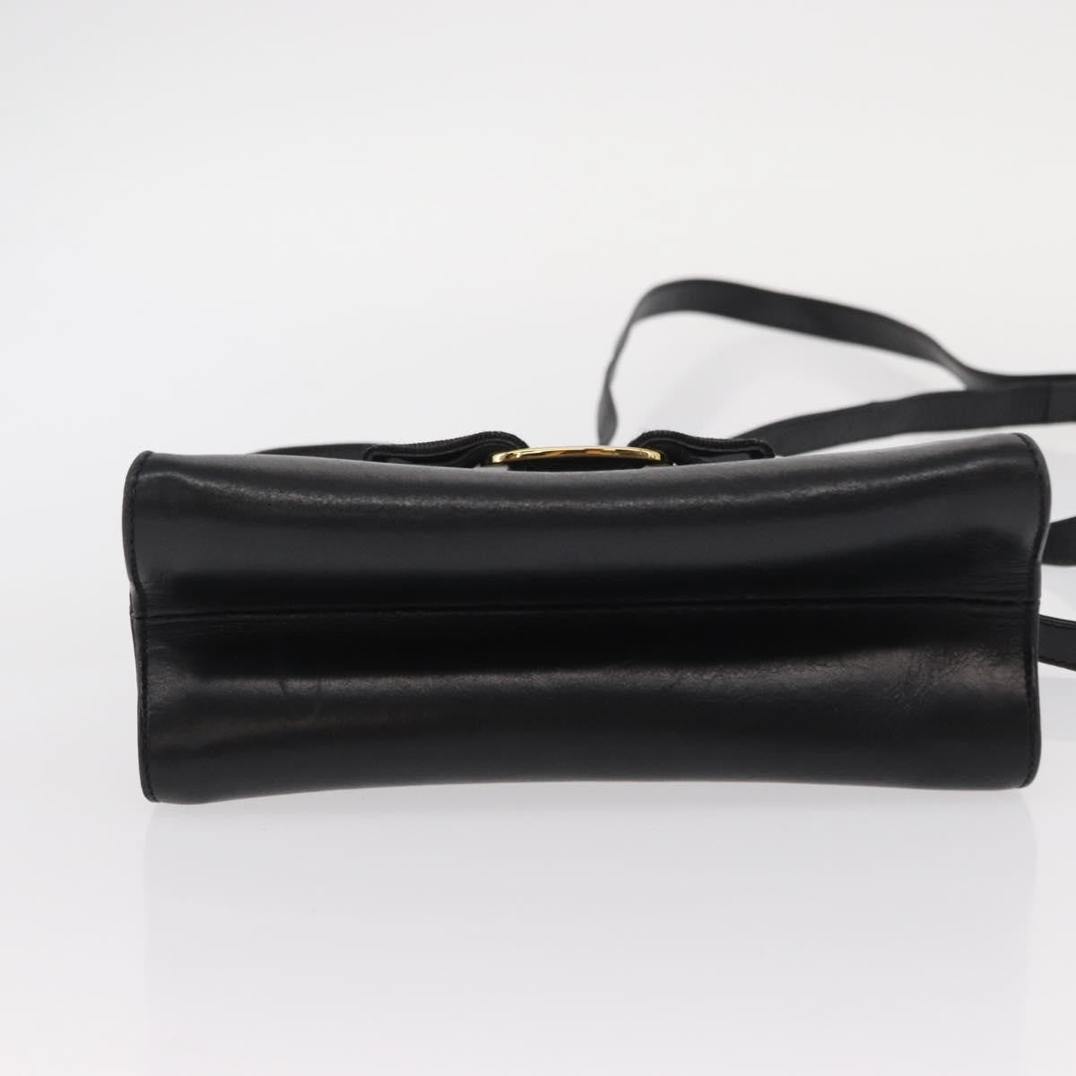 Salvatore Ferragamo Vintage Vara Bow Top Handle Leather Black Leather Handbag (Pre-Owned)