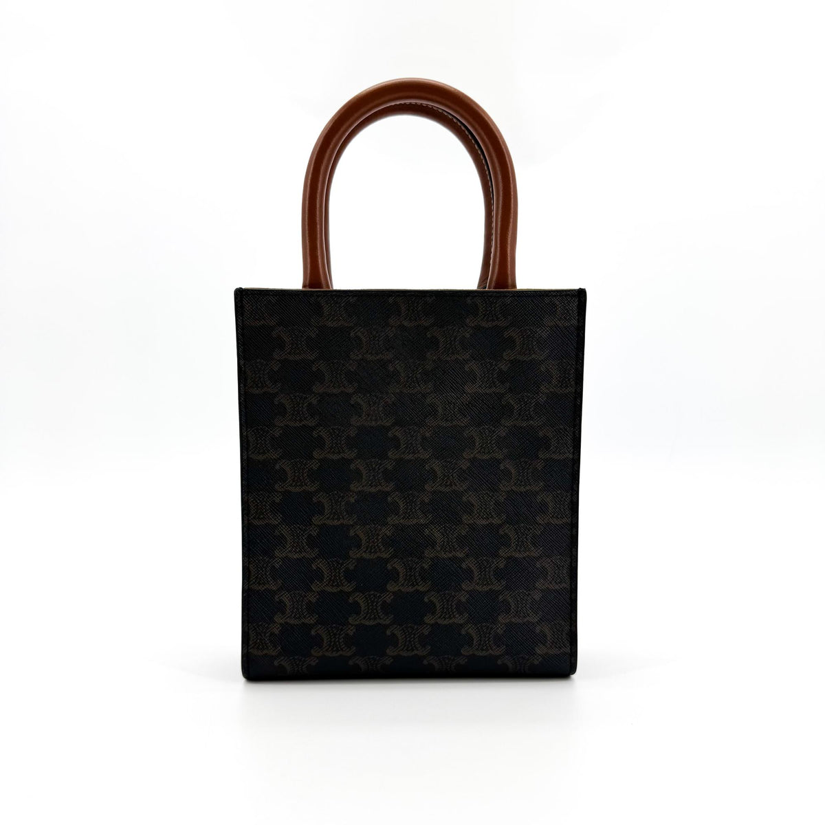 Celine Vertical Cabas Triomphe Coated Canvas Brown Canvas Tote Bag Bag (Pre-Owned)