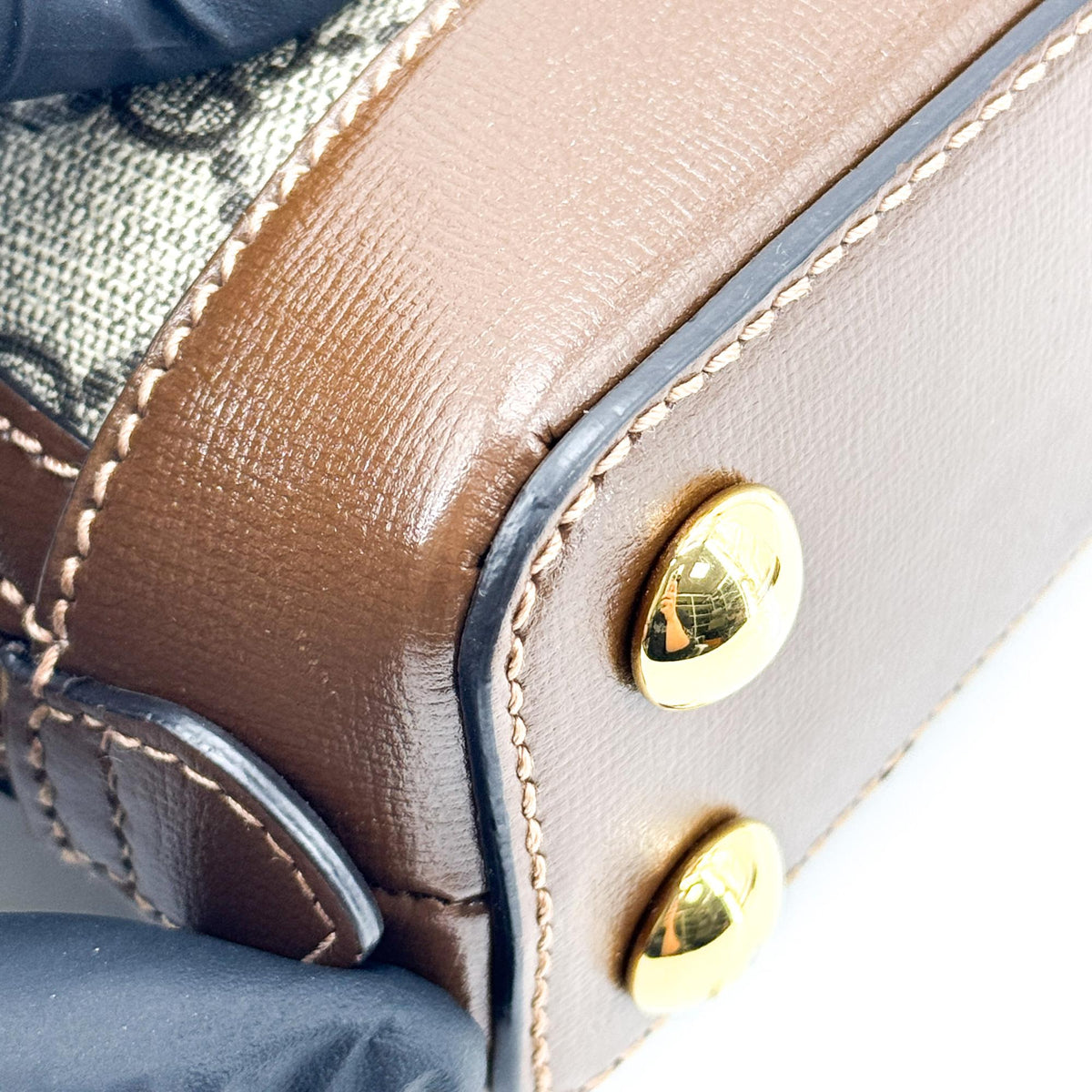 Gucci Horsebit 1955 Top Handle Gg Coated Canvas With Leather Brown Canvas Handbag (Pre-Owned)