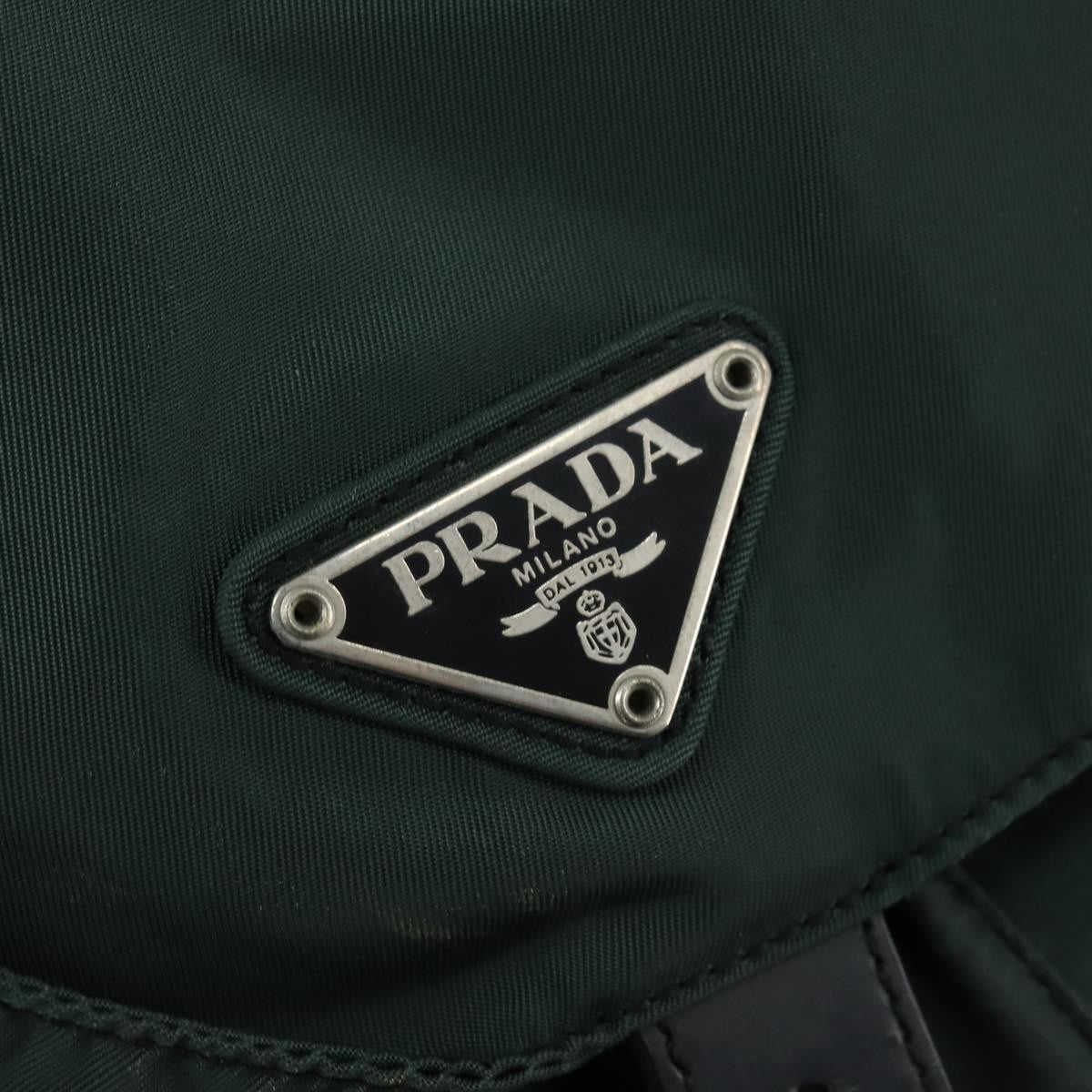 Prada Vela Double Front Pocket Tessuto With Saffiano Leather Khaki Nylon Backpack Bag (Pre-Owned)