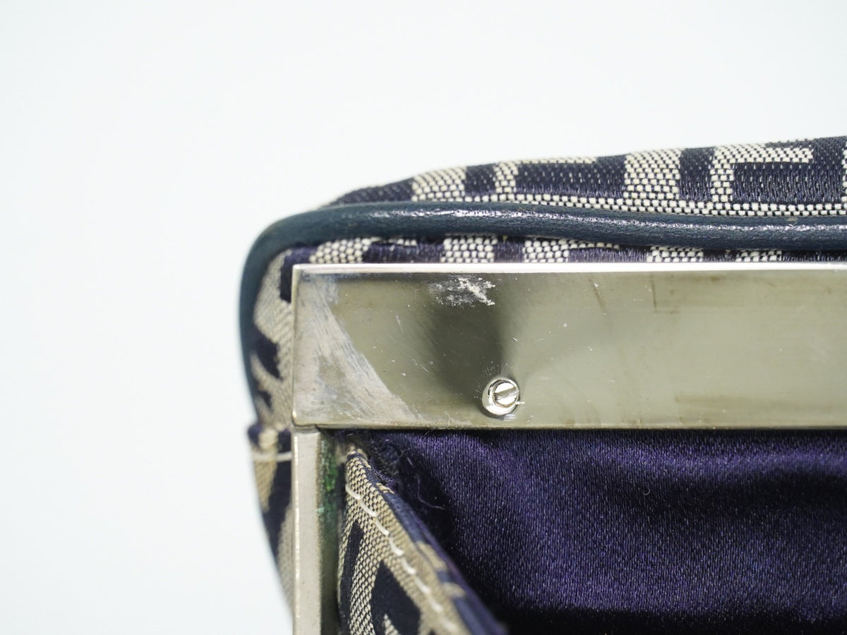 Fendi Vintage Shoulderbag Canvas Navy Canvas Shoulder Bag Bag (Pre-Owned)