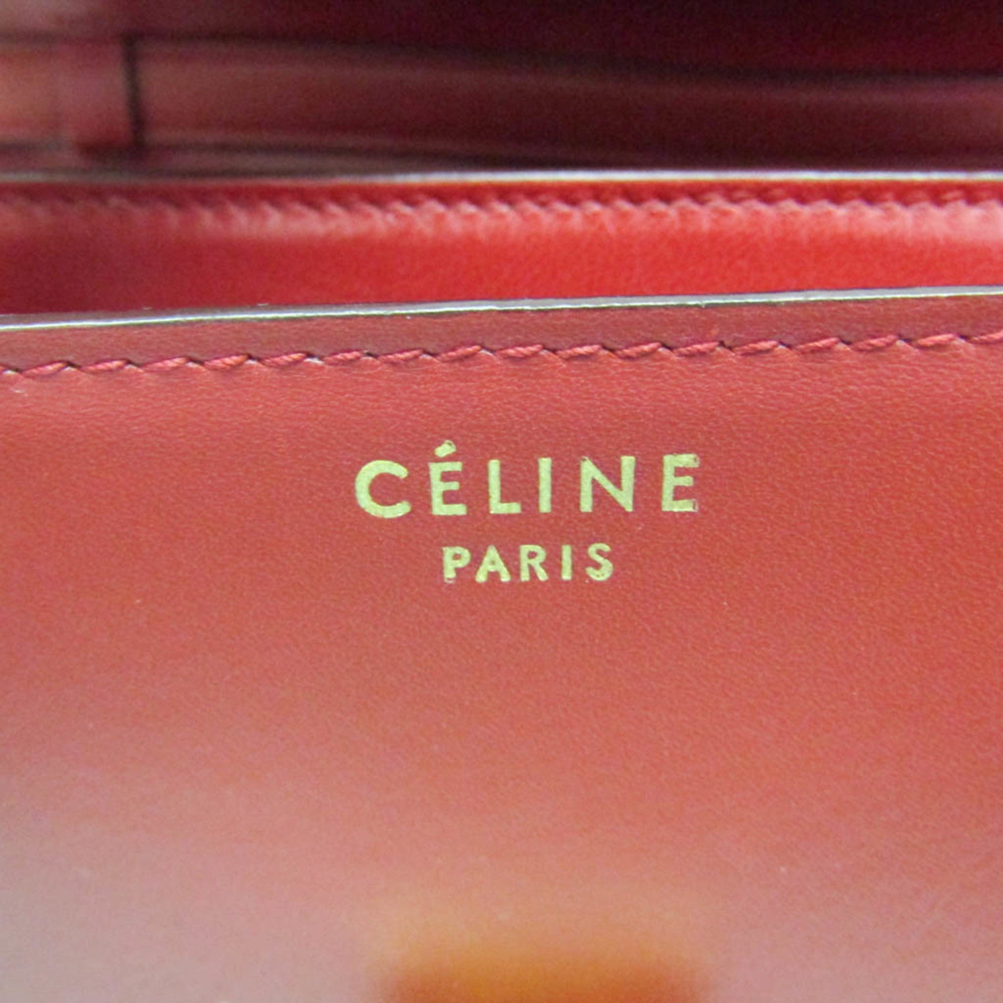 Celine Classic Box Smooth Leather Red Calfskin Handbag (Pre-Owned)