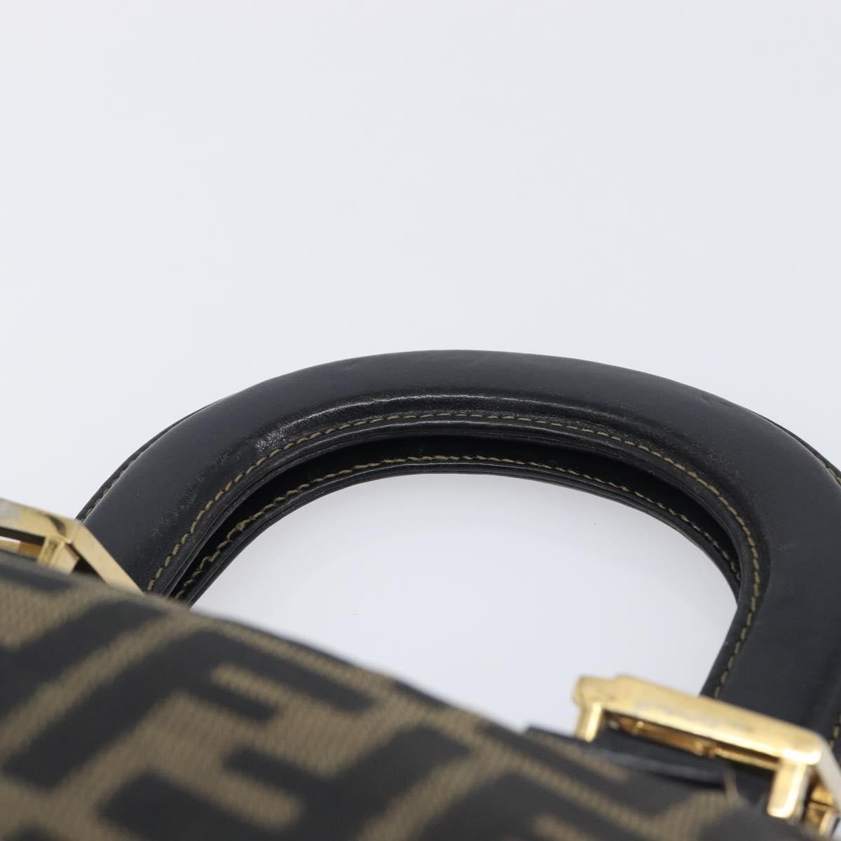 Fendi Vintage Ff Handle Zucca Canvas Brown Canvas Tote Bag Bag (Pre-Owned)