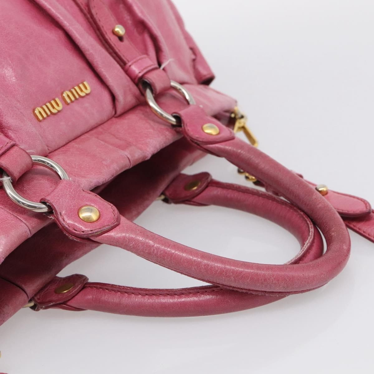 Miu Miu Vitello Lux Leather Pink Leather Handbag (Pre-Owned)